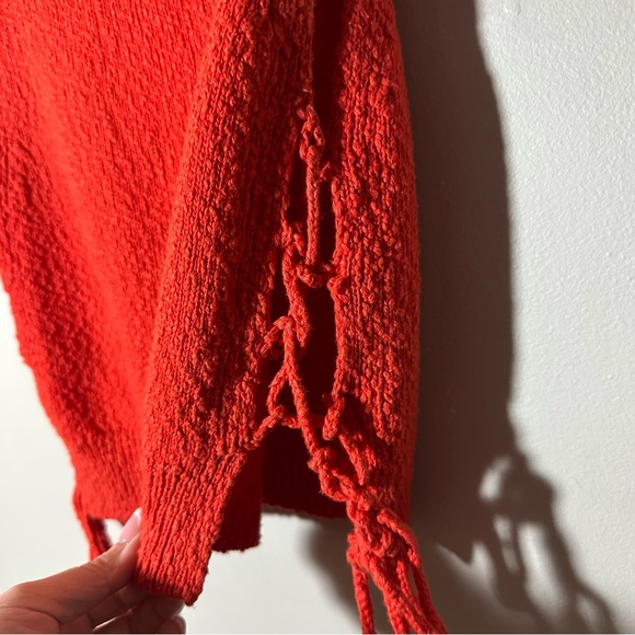 Urban Outfitters Top Women's Size Medium Orange Knit Sweater Tank Open Tie Sides - Picture 8 of 8